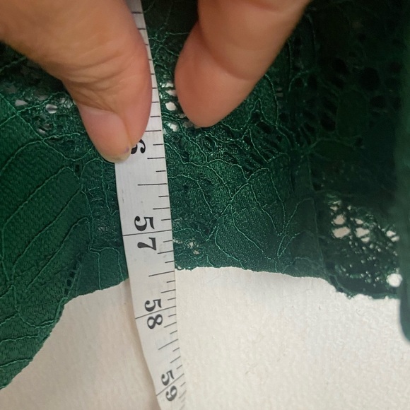 Rephyllis Women's Lace Maxi Dress M Green V-Neck Romantic Feminine Short Sleeves - Picture 9 of 12